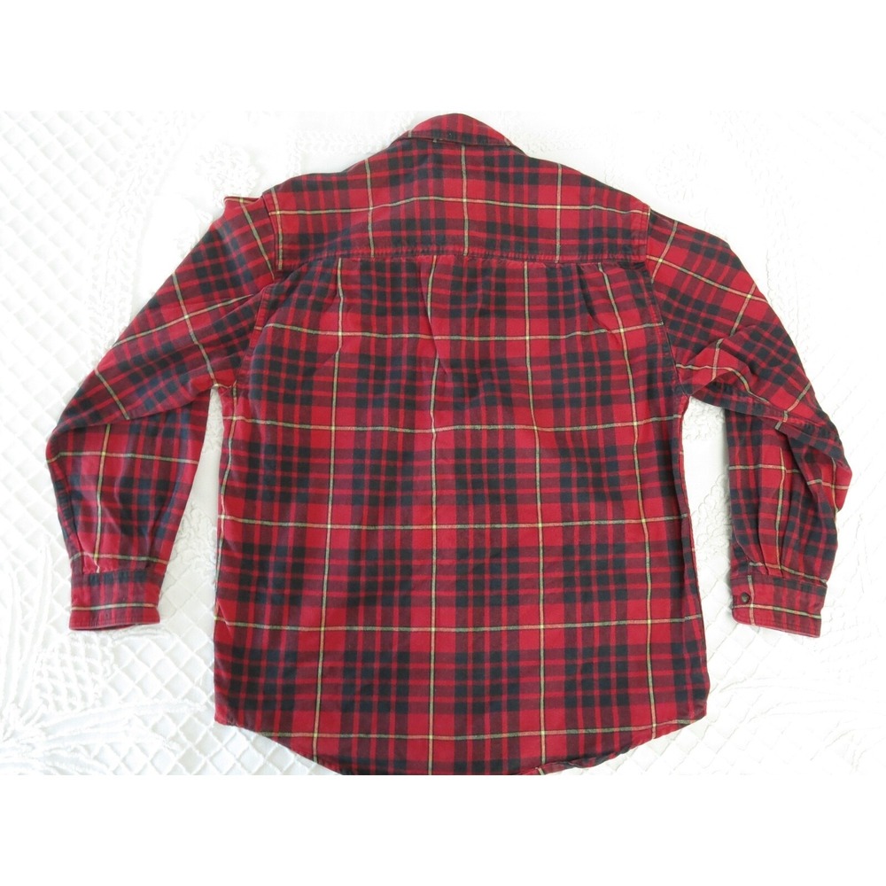 Eddie Bauer Legends Men's Small Heavy Flannel Long Sleeve Red Plaid Shirt Button - Picture 6 of 6